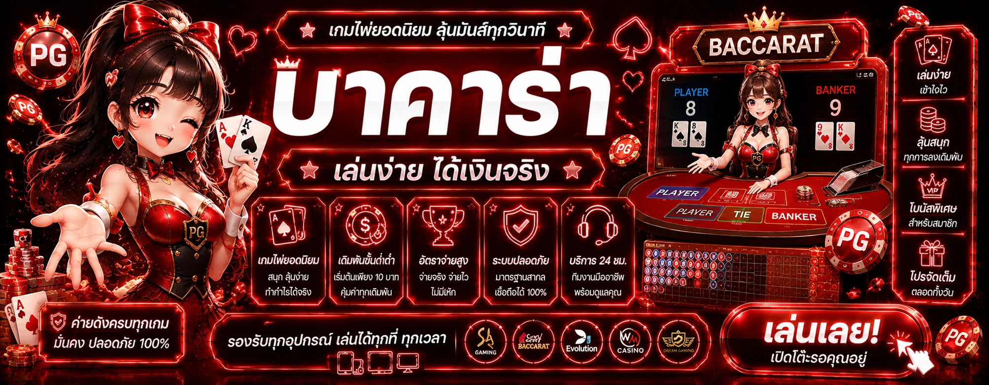 หน้าคาสิโนออนไลน์ 24 ชั่วโมง แสดงโต๊ะบาคาร่าสดและรูเล็ตบน 24 Hours Bets